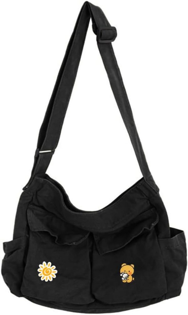 Canvas Messenger Bag Large  Crossbody Bags with Multiple Pockets,School Vintage Shoulder Laptop Bag for Women and Men