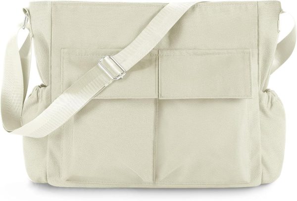 Canvas Messenger Bag Crossbody Shoulder Bag for Men Women Vintage Tote Laptop Bag Large  Bag with Multiple Pockets